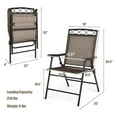 thumbnail image 3 of Set of 2 Folding Patio Chairs, Metal Textilene Patio Dining Chairs with Armrests & Metal Frame, 2 Pack Portable Sling Chairs Deck Lawn Chair for Indoor & Outdoor Garden Backyard Porch, 3 of 4