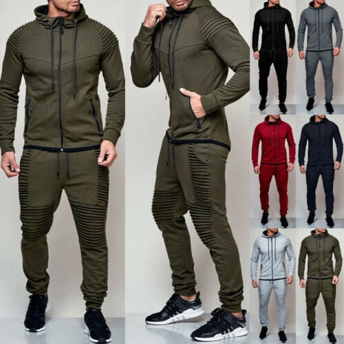 Men Full Tracksuit Set Hoodie Bottoms Sweatpants Jogging Suit Joggers Sportwear 
