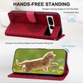 thumbnail image 3 of ELEHOLD Case for Google Pixel 7 Pro, Premium PU Leather Wallet Flip Case Folio Cover with Card Holder Kickstand,Red, 3 of 5