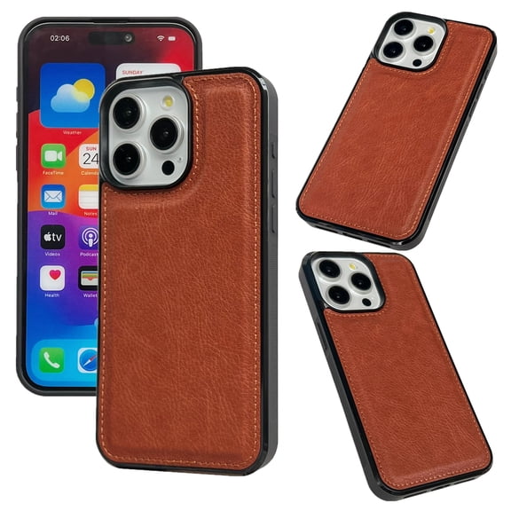 Case for iPhone 13 Pro Max, Slim Classic Plain PU Leather Phone Case Cover Hybrid TPU Bumper Shockproof Lightweight Protective Case for iPhone 13 Pro Max Women Girls Business Case, Brown