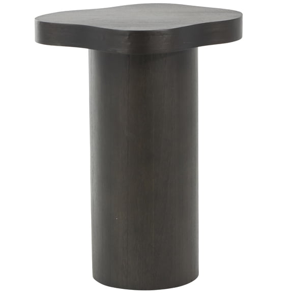 DecMode 15" x 23" Black Wood Pedestal Accent Table with Rounded Square Top, 1-Piece