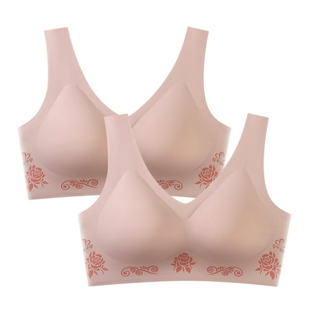 

Sports Bras For Women High Support Large Bust 2PC Women s Trackless Underwire Vest Ice Silk Back Sports Sleep Latex Bra Underwear