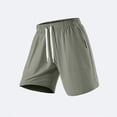 thumbnail image 5 of Shorts Para Hombre Men's Solid Color Elastic Waist Drawstring Zipper Pocket Casual Sports Shorts Army Green S, 5 of 9