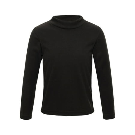 YONGHS Boys Girls Long Sleeve Undershirt Fleece Lined Underwear Base Layer Thermal Tops T-Shirts Black 9-10