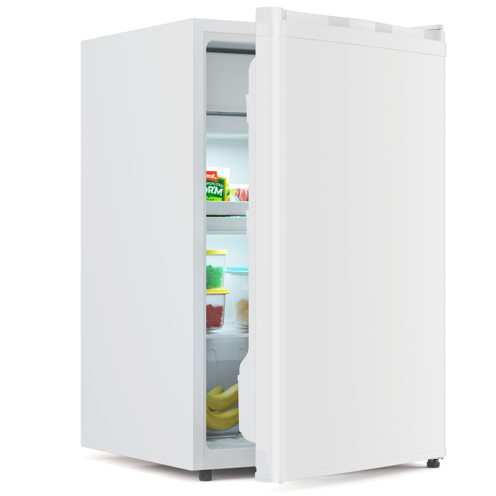 4.3 Cu.Ft Mini Fridge with Freezer, Single Door Compact Refrigerator with 7-Temperature Settings & Reversible Single Door for Dorm/Bedroom/Office, Grey