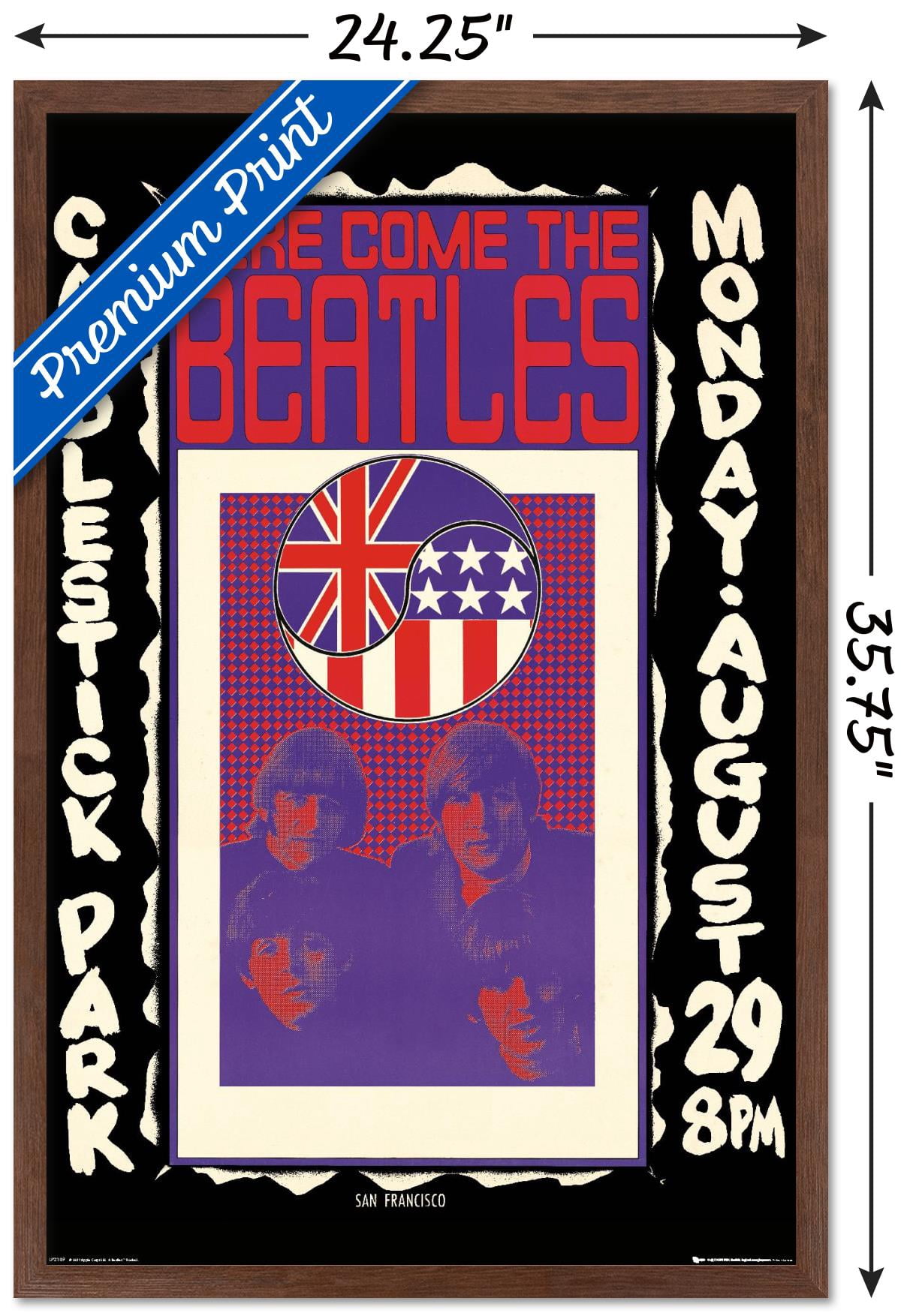 The Beatles - Candlestick Park Wall Poster, 22.375" x 34", Framed