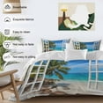 thumbnail image 3 of Blue Sky Sandy Beach Bedding Duvet Cover Set King Size 4 Pieces Coconut Trees Windows View Bedding Set with Zipper Closure, 1 Comforter Cover 92x106 Inches 1 Flat Sheet & 2 Pillow Cases, 3 of 7