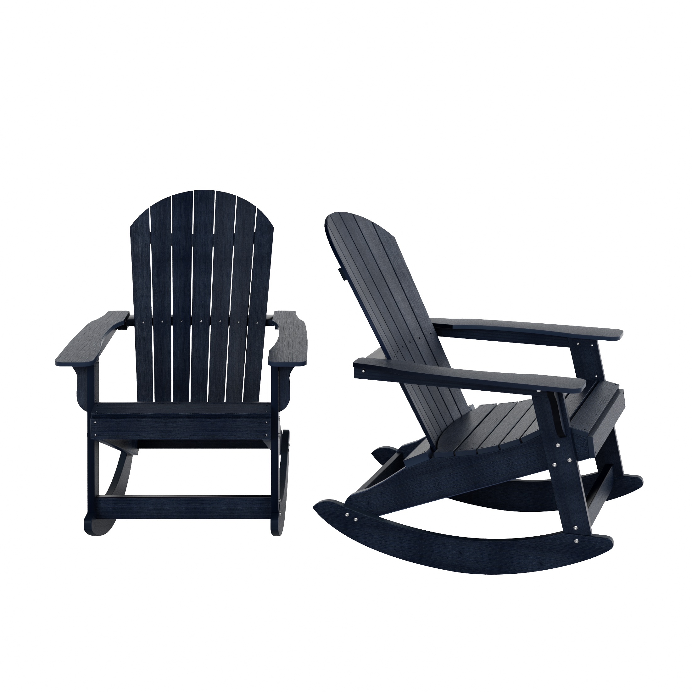 WestinTrends Tuscany HIPS Outdoor Rocking Adirondack Chair (Set of 2), Navy