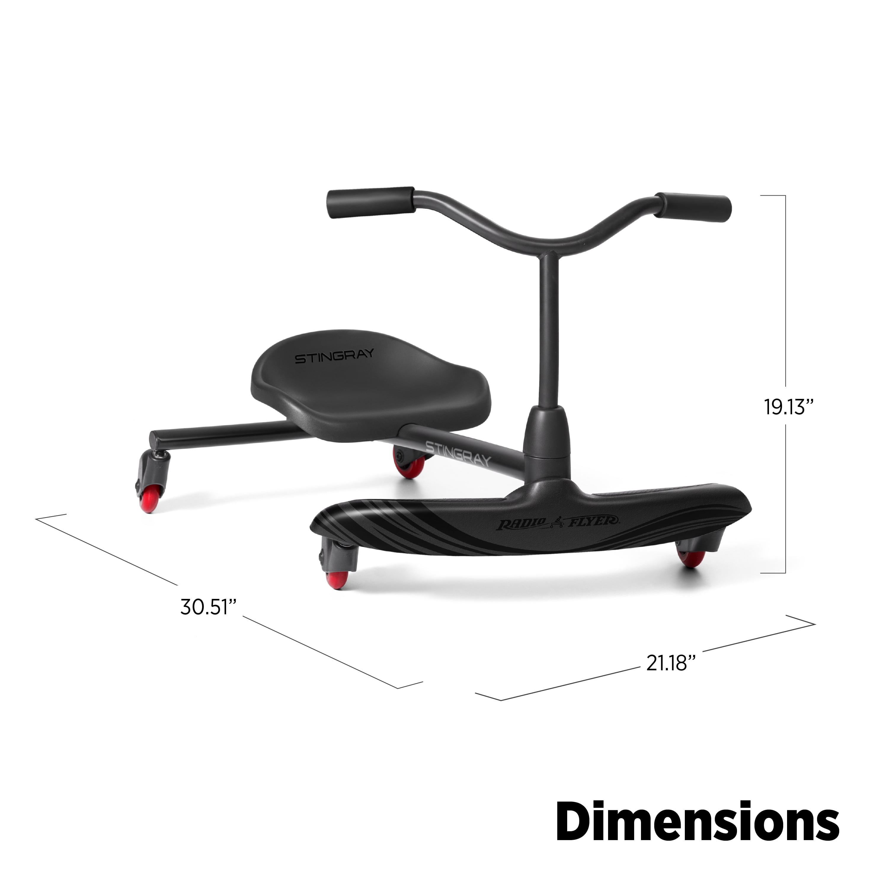 Radio Flyer Stingray 黒色 628 Radio Flyer Stingray, Caster Scooter Ride-On for Kids with Handles