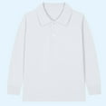 thumbnail image 2 of yardsong Boys Girls Long Sleeve Shirts Kids School Uniform Golf Shirts Solid Color Polo T-Shirts Comfort Button Collared Tops Blouse Blue,3 Years, 2 of 4