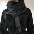 thumbnail image 7 of WTXUE Shawl Wraps for Women, Women Fall Winter Scarf Classic Tassel Plaid Scarf Warm Soft Chunky Large Blanket Wrap Shawl Scarves 1 Pack Present, 2# Black, 7 of 7