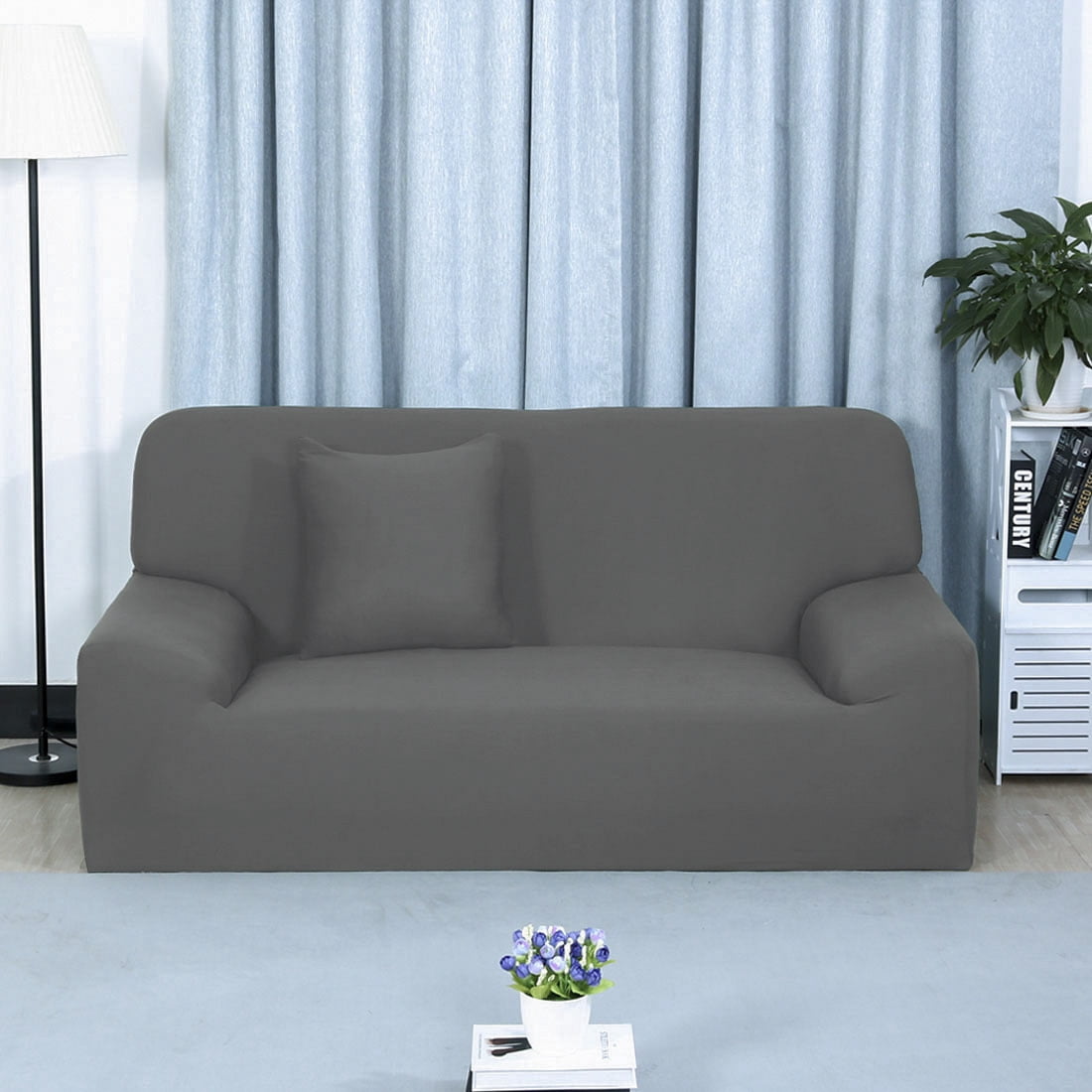 Unique Bargains 1-Piece Modern Solid Stretch XL Sofa Slipcover, Gray