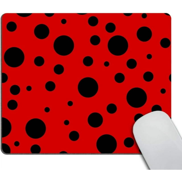 Ladybug Custom Mouse Pad Red Black Dot Pattern Background (9.5" x 7.9"), Personality Designs for Gaming, Adorable and Unique for Desk Decor