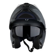1Storm Motorcycle Street Bike Modular/Flip up Dual Visor Sun Shield Full Face Helmet: HJK920 Matte Fiber Black