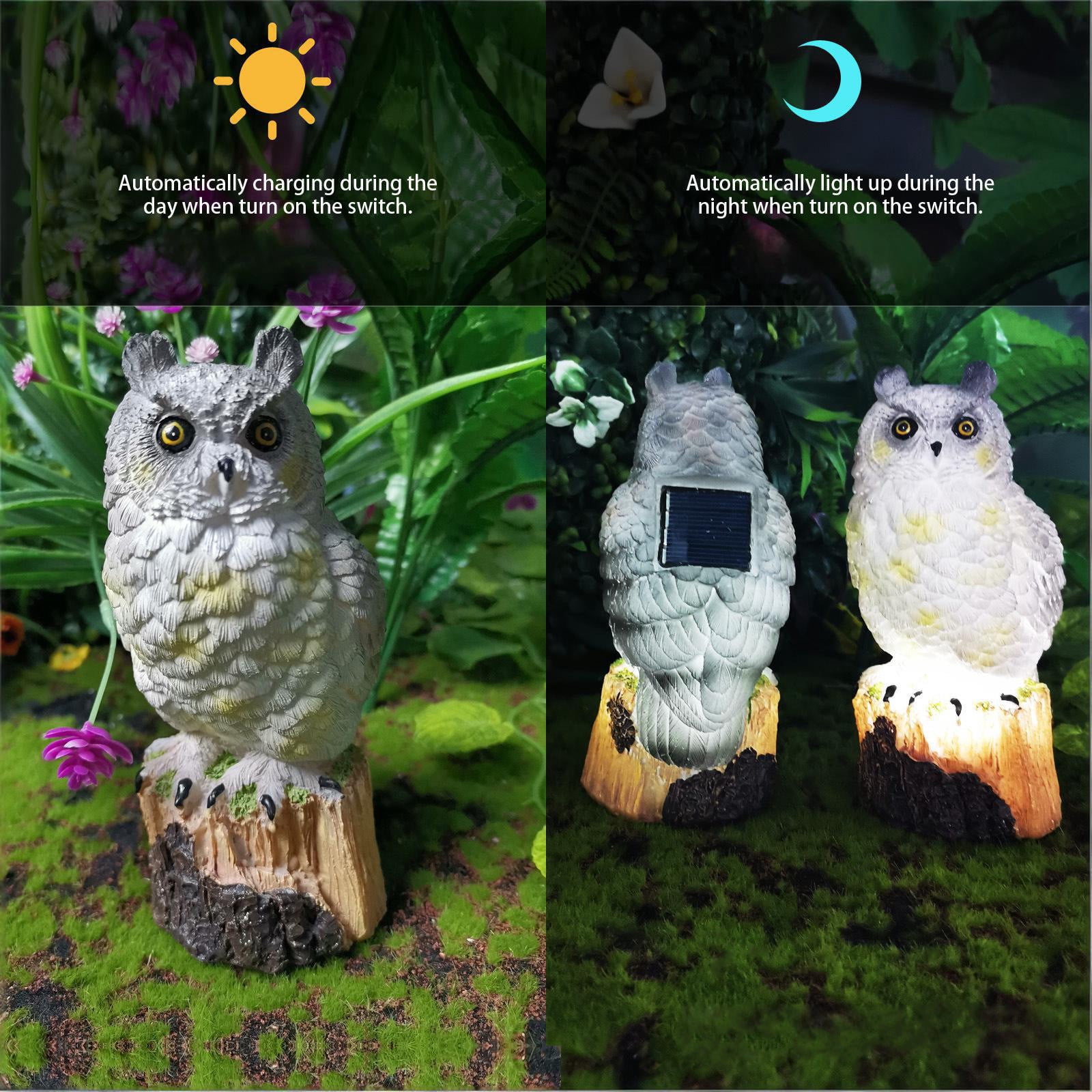 Solar Powered Garden Owl Decor, Waterproof Cute Animal Outdoor Figurine Lights Ornament, Statue Decor, with LED Lights Resin Yard Ornament for Garden Terrace Landscaping
