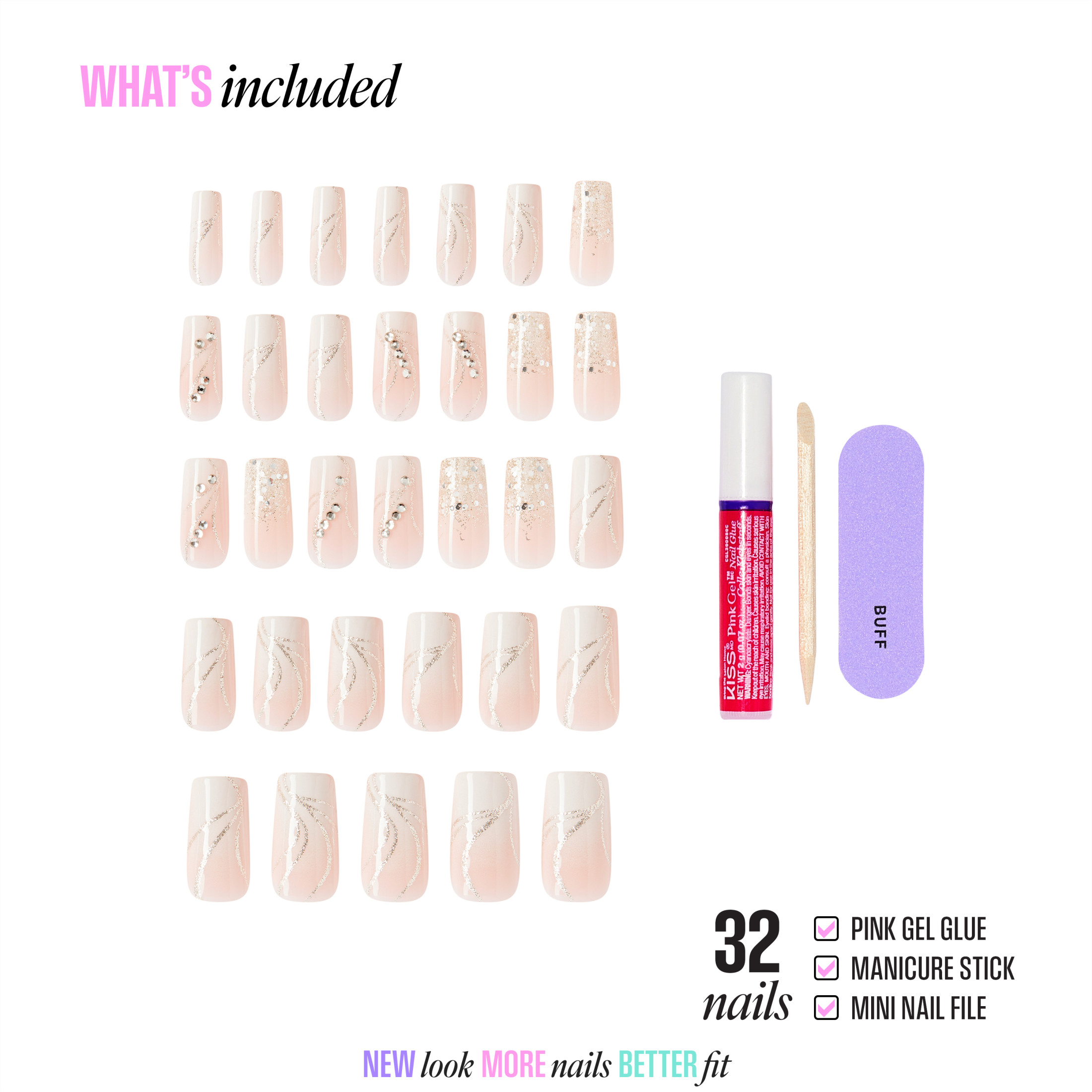 Kiss Glam 3D & Jeweled Long Square Press-On Nails photo 4
