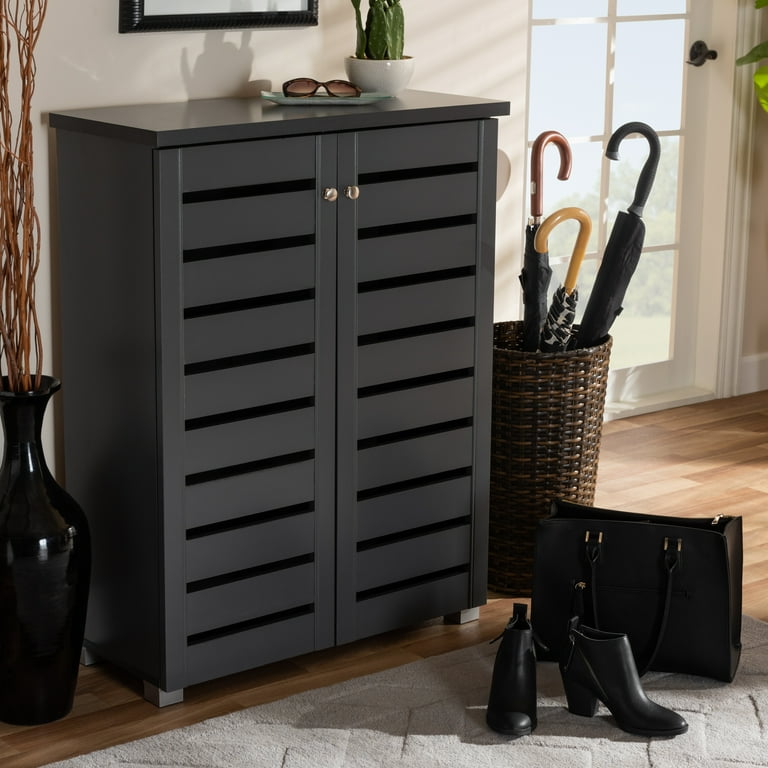 Baxton Studio Dark Gray Wooden Shoe Storage Cabinet, Contemporary