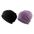 thumbnail image 1 of 2pcs Gorro de Elástic Hombres Y Mujeres, Color Púrpura + negro Sunnimix Gorra unisex Beanie Slouchy, 1 of 5