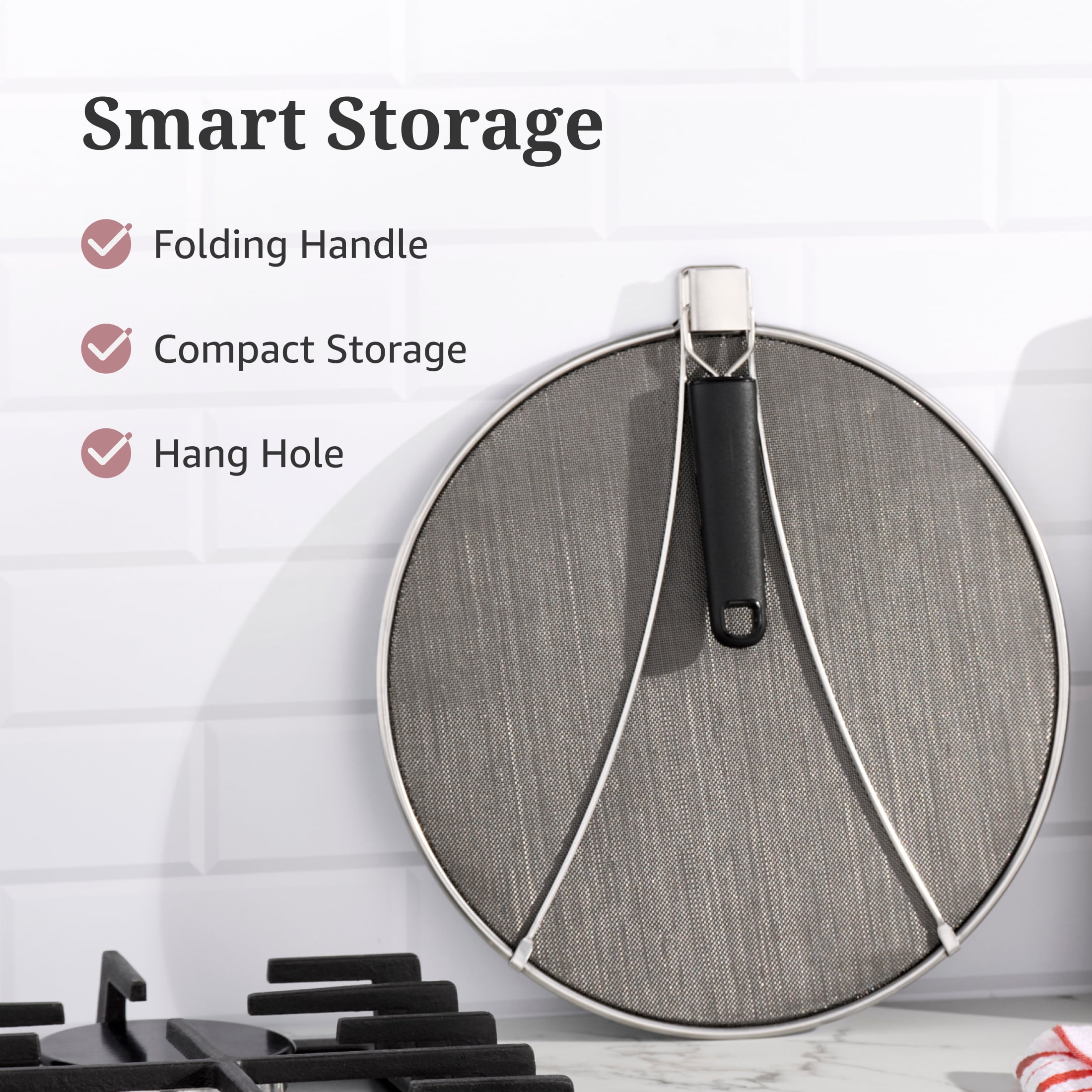 Farberware Professional 11-inch Stainless Steel Splatter Screen with Foldable Handle