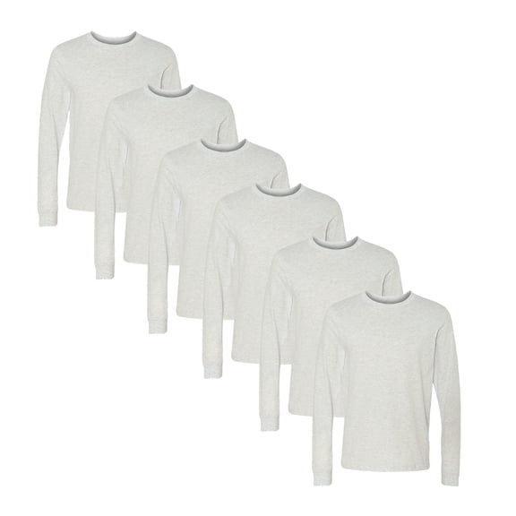 Bella Canvas Unisex Jersey Long Sleeve Tee, Retail Fit Everyday Wear Pullover Pack of 6, Ash Color Long Sleeve T-Shirt S