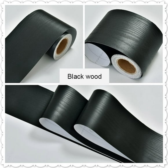 PVC Self-Adhesive Baseboard Wall Sticker Wood Grain Door Frame Waveguide Corner Floor Window Sill Tile Film Waistline Decoration LJQ