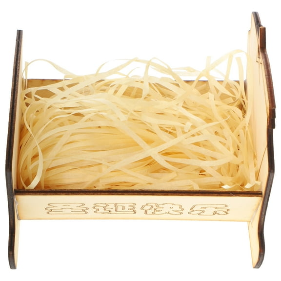 CRILSTYLEO Home Decor Wooden Manger Bed Shape Figurine 1 Pack 4.5x4.2x3.9 inches Rustic Style
