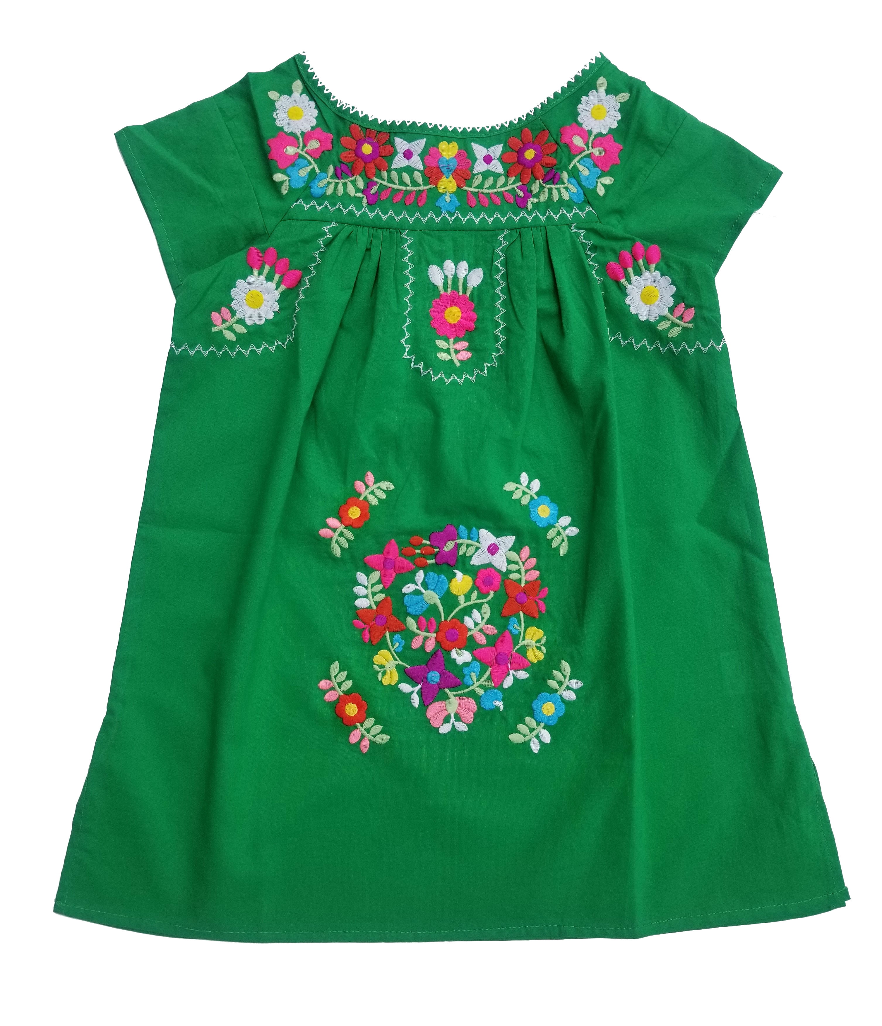 Unik Traditional Mexican Girl Embroidered Dress Green Size 2 - Walmart.com