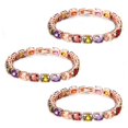 thumbnail image 1 of 3X Pulsera Brazalete Vinculado Cadena de Zirconia Cubica Regalo de Mujer de Moda para Nupcial, 18CM, 1 of 5