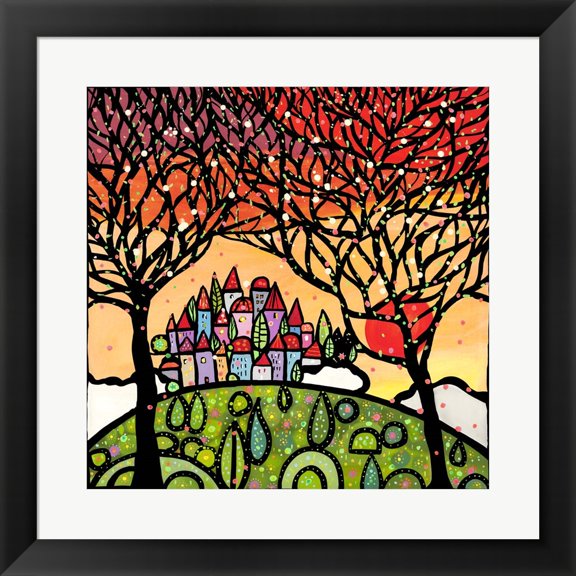 Gli Alberi Guardano il Paese al Tramonto by Wallas, Framed Wall Art, 19.5W x 19.5H