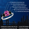 thumbnail image 2 of Gem Stone King 925 Silver and 10K Yellow Gold Pink Created Sapphire and Black Onyx and Lab Grown Diamond Engagement Ring for Women | 1.86 Cttw | Oval 9X7MM | September Birthstone | Size 8, 2 of 6