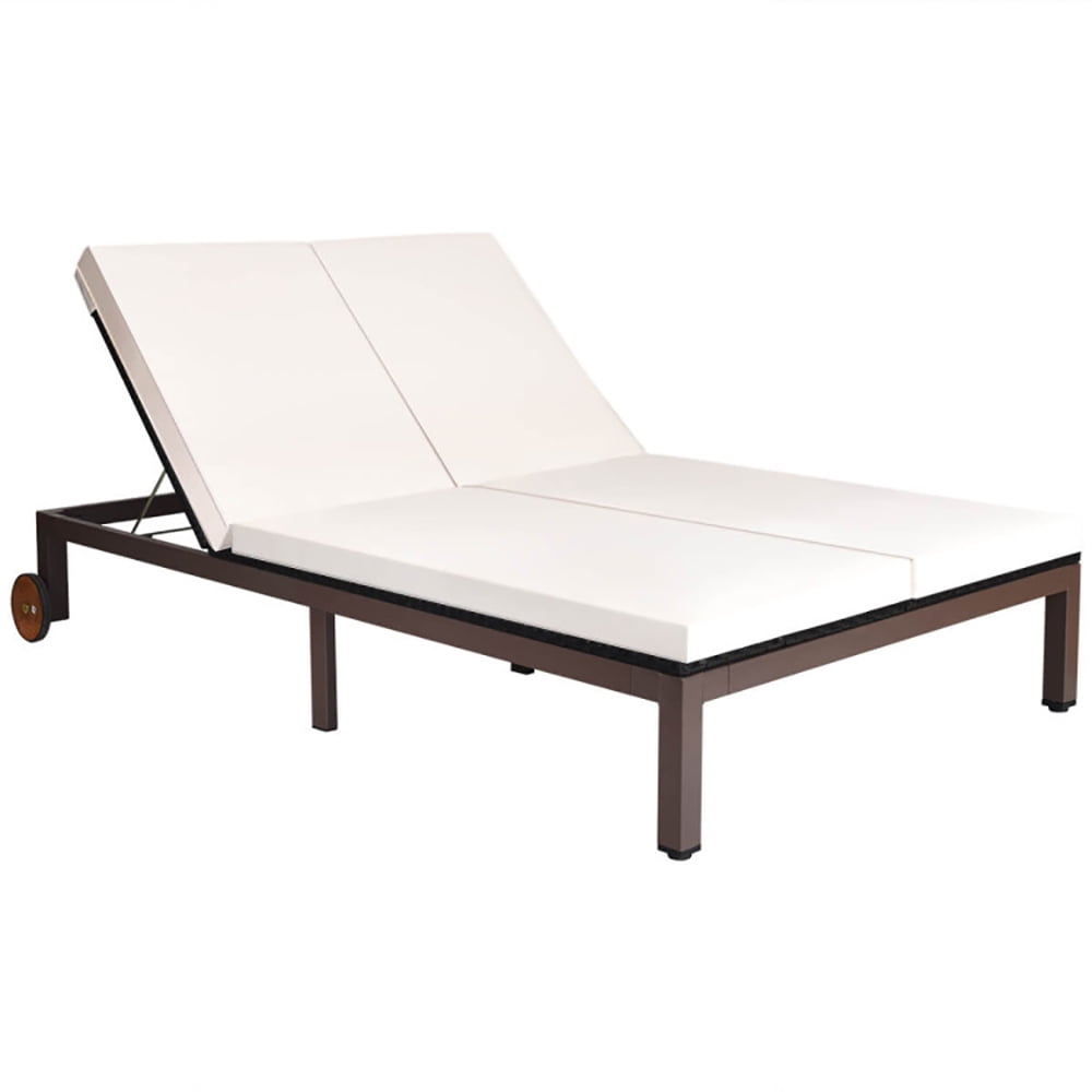 Aimee Lii 2-Person Patio Rattan Lounge Chair with Adjustable Backrest, Patio Loungers, White Aimee Lii 2-Person Patio Rattan Lounge Chair with Adjustable Backrest, Patio Loungers, White