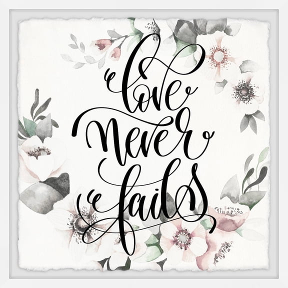 Marmont Hill Love Never Fails Ii Framed Wall Art, 12" x 1.5"