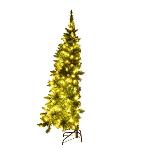 Costway 5ft Pre-lit PVC Artificial Half Christmas Tree 250 LED Lights