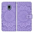 thumbnail image 4 of Compatible with Samsung Galaxy J3 Orbit J 3 Star 2018 3J Achieve Wallet Phone Case and Tempered Glass Screen Protector Flip Credit Card Holder Stand Mandala Flower Cell Cover for J337A J337V Purple, 4 of 9