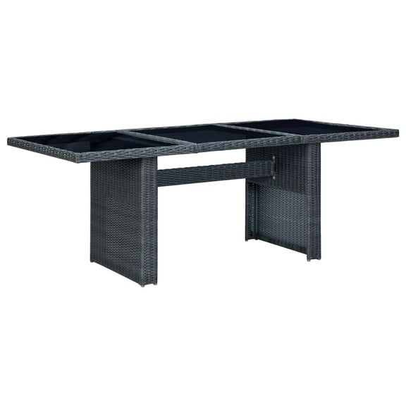 vidaXL Outdoor Dining Table Garden Porch Patio Table with Glass Top PE Rattan