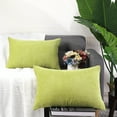 thumbnail image 2 of 2-pcs Corduroy Decorative Throw Pillow Covers Green Yellow 12"x18", 2 of 8