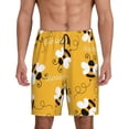thumbnail image 3 of Lsque Cute Bee Butterfly Yelllow Mens Sleep Pajama Shorts,Short Pajama Pants, Cotton Ultra-Soft Knit-Large, 3 of 9