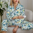 thumbnail image 6 of Picia Floral In Blue Pattern Women’s Long-Sleeve Sleepwear Set - Soft 2-Piece Loungewear with Pockets, Comfy PJs for Relaxing Nights-Large, 6 of 7