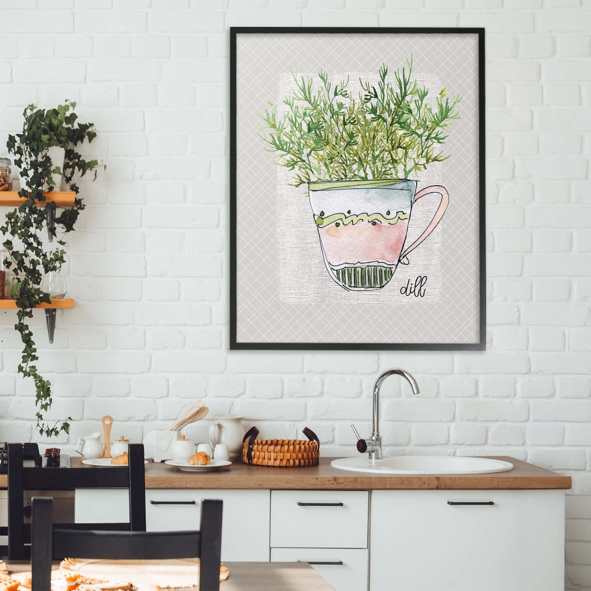 Stupell Industries Dill Herb Mug Black Framed Giclee Art, design by Livi Finn