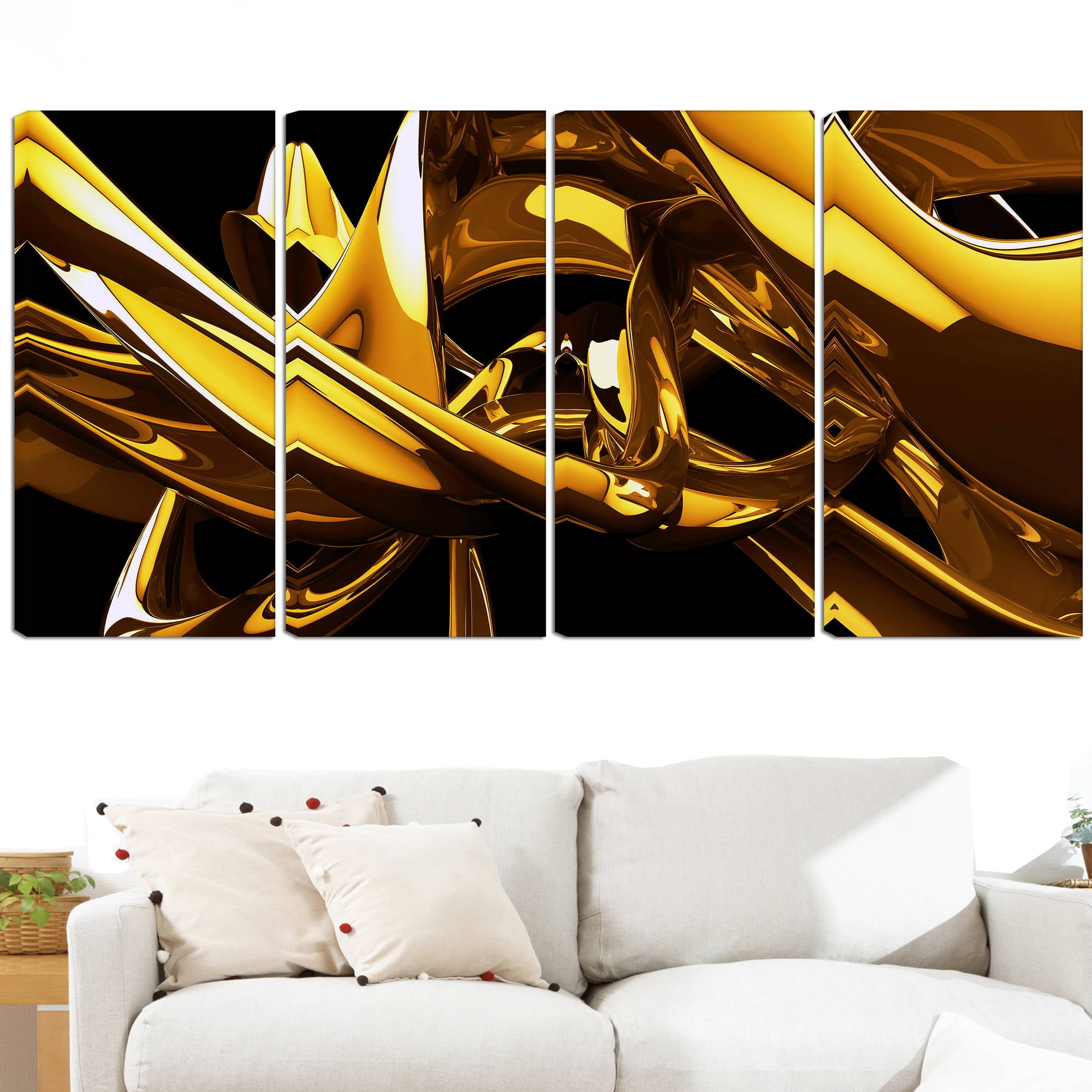 Design Art Gold VS Silver 4 Piece Graphic Art on Wrapped Canvas Set