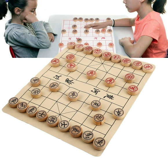 Chinese Xiangqi Set, Chinese Chess Game Set Beechwood Polished Surfaces Improve Logic for 6+ Years Old Kids for Daily Play