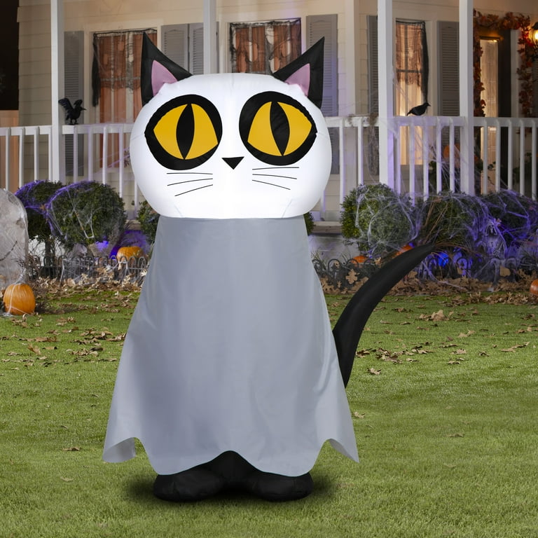 Cat in Ghost Costume Airblown Yard Inflatable, Multicolor,
