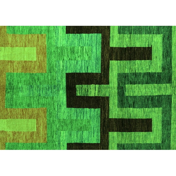 Ahgly Company Indoor Rectangle Abstract Green Modern Area Rugs, 3' x 5'
