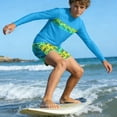 thumbnail image 6 of Nilvkv Boys Swim Set,Boys Bathing Suit,Long Sleeve Hawaiian Print Fast Dry Rash Guard Set Surfing Summer Beach Blue 5-6 Years, 6 of 7