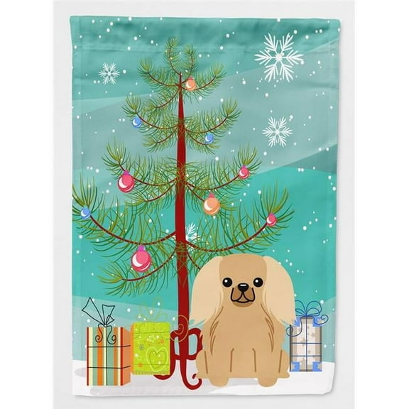 Caroline's Treasures BB4229CHF Merry Christmas Tree Pekingnese Fawn Sable Flag Canvas House Size , Large, multicolor