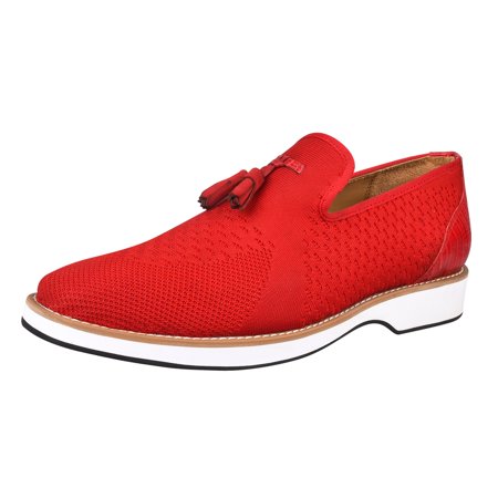 

LIBERTYZENO Mens Casual Slip on Shoes Tassel Loafers Shoes Red 10.5