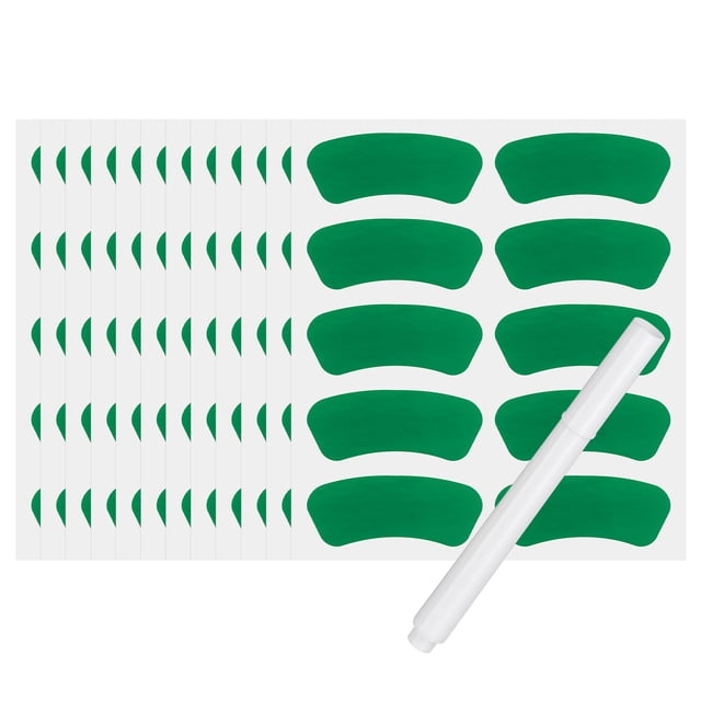 Uxcell 60 Pares de Calcomanías Deportivas para los Ojos, Tiras Negras Autoadhesivas para Debajo de los Ojos con Lápiz Blanco (Verde)
