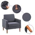 thumbnail image 3 of Accent Arm Chair, Modern Linen Upholstered Accent Sofa with Arms and Curved High Back Comfy Armchair with Solid Wood Leg Single Sofa Chair Accent Chair for Living Room, Dark Grey, 3 of 7