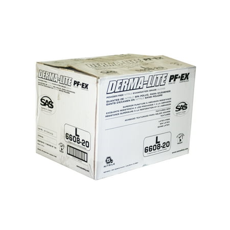 SAS Safety 6608-20 Derma-Lite Powder Free Disposable Nitrile Gloves-Large-Case