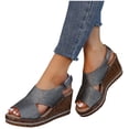 thumbnail image 3 of Ruyang Women's Casual Side Hollow Belt Buckle Slope Bottom Roman Shoes Summer Fashion Ladies Sandals Sandals for Women 2024, 3 of 9